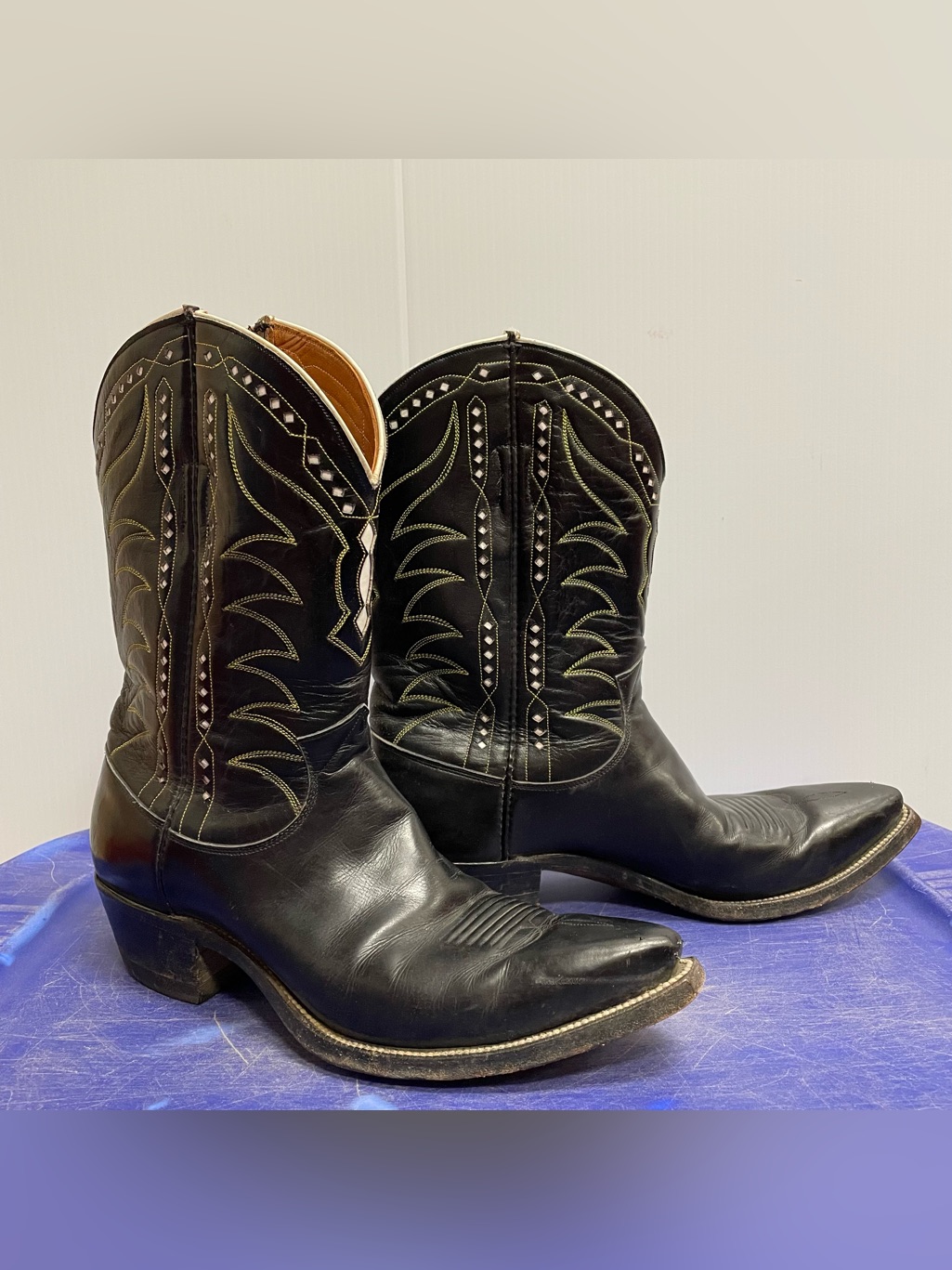 Vintage 1950s Justin Boots Cowgirl Boots Sz 8.5 100% Leather